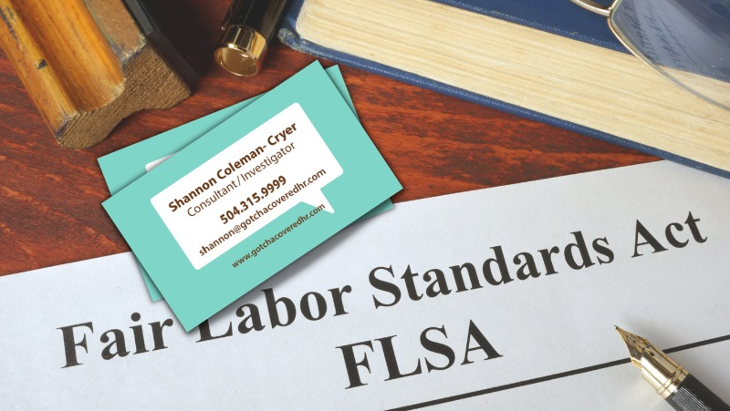 Gotcha Covered HR - Shannon Coleman-Cryer Business Card on Desk - Record-Keeping and the Fair Labor Standards Act