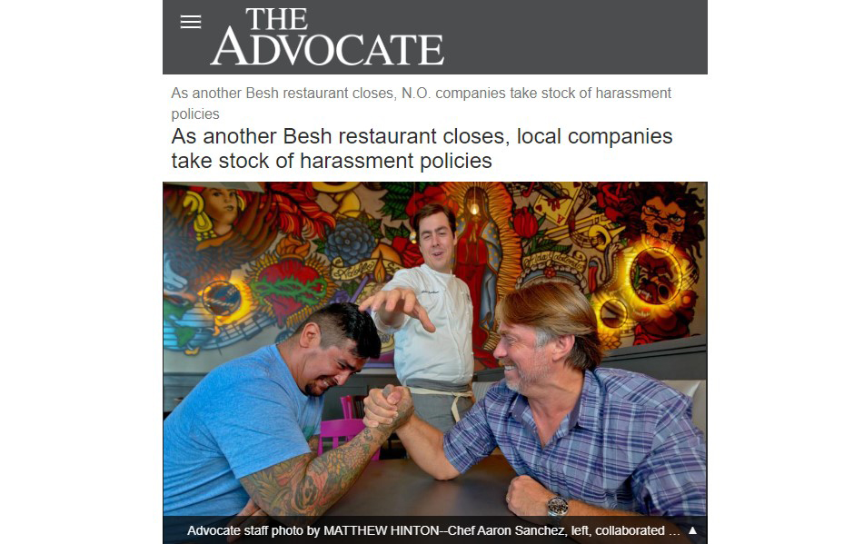 Gotcha Covered HR - The Advocate Story -Local Companies Take Stock of Harassment Policies
